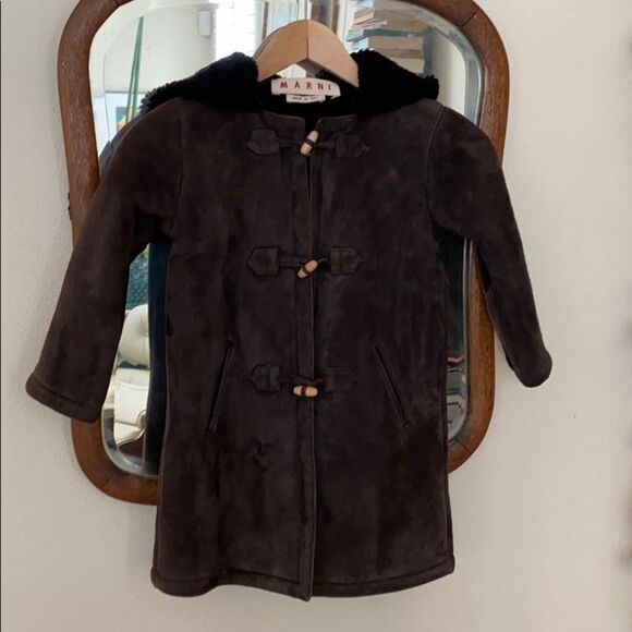 MARNI Kids Shearling toggle pea coat + mittens - Picture 4 of 8